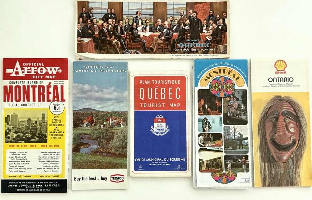 Lot Of  6 Vintage 1960’s Road Maps Of Quebec & Ontario Canada VG READ