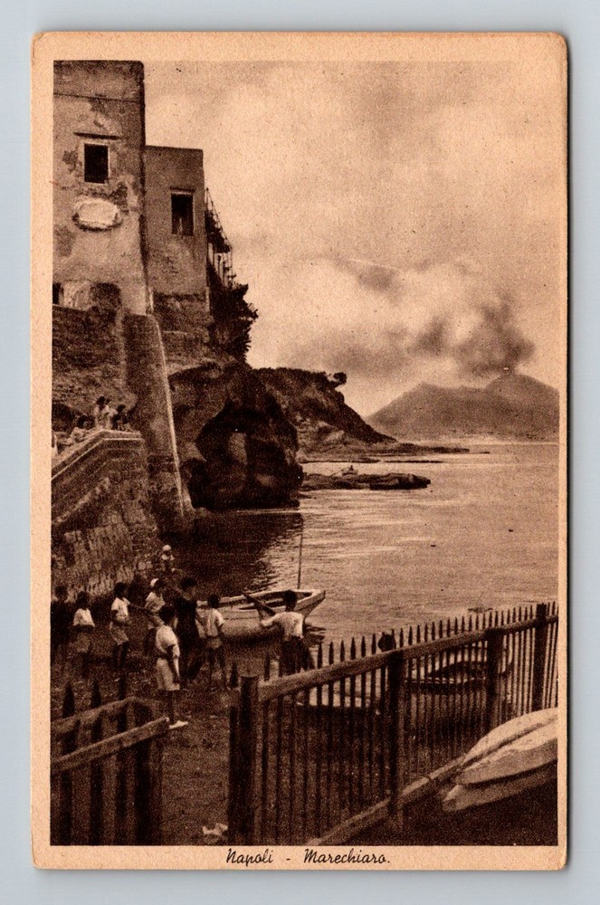 Italy- Naples Seaside Village Children Postal Old Card PC View Vintage Postcard