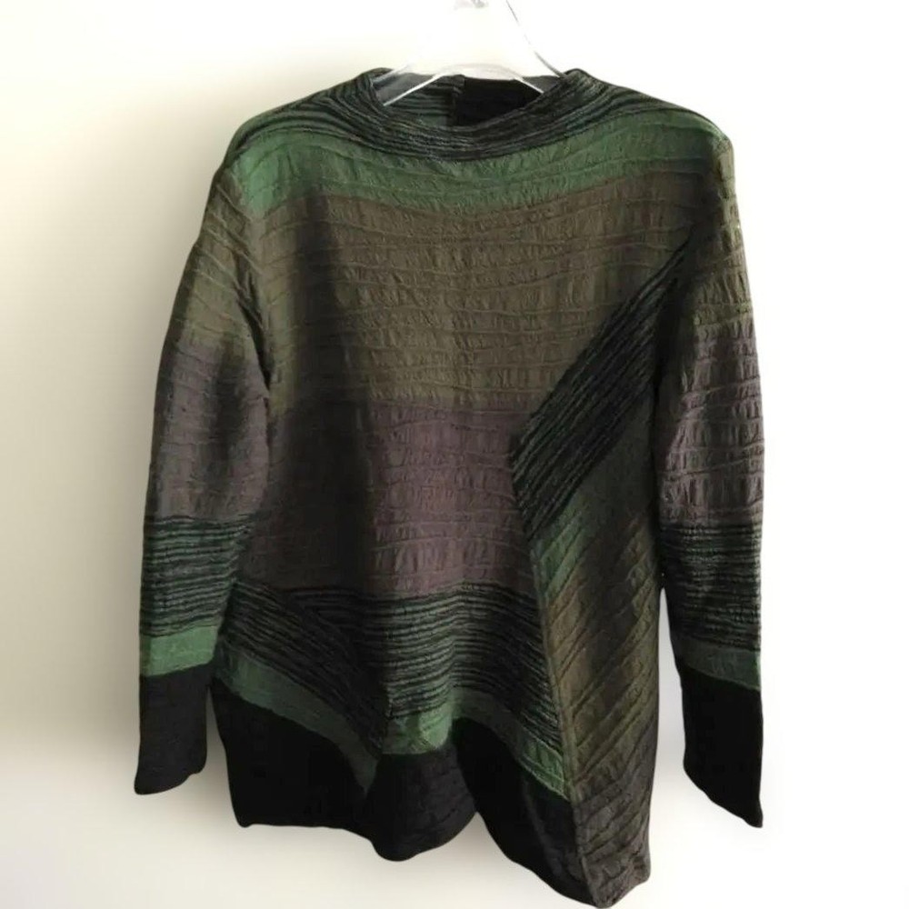 Moyuru Wool Modified Cut and Sew Top M Green Made in Japan Excellent Condition