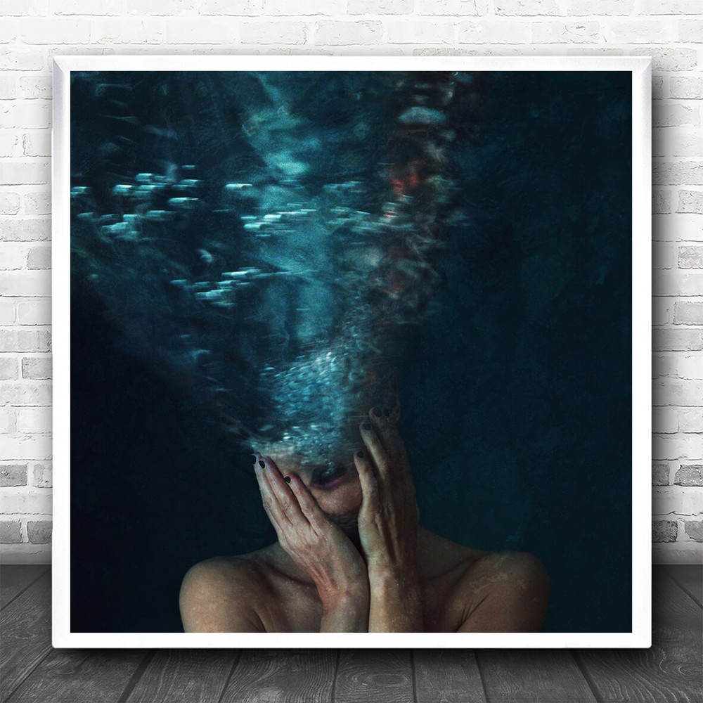 Fear Nightmare Water Bubble Bubbles Noir Horror Thriller Square Wall Art Print