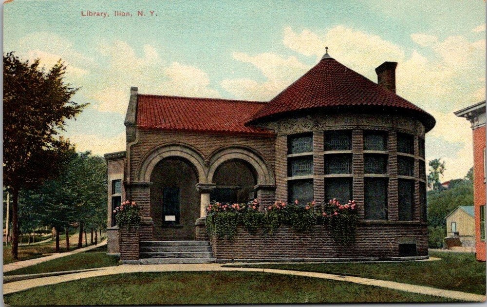 Ilion NY Library Postcard c.1910 Litho-Chrome New York Architecture