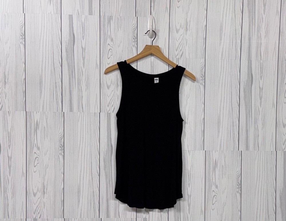 Old Navy top womens size small sleeveless solid black luxe stretch tank shirt