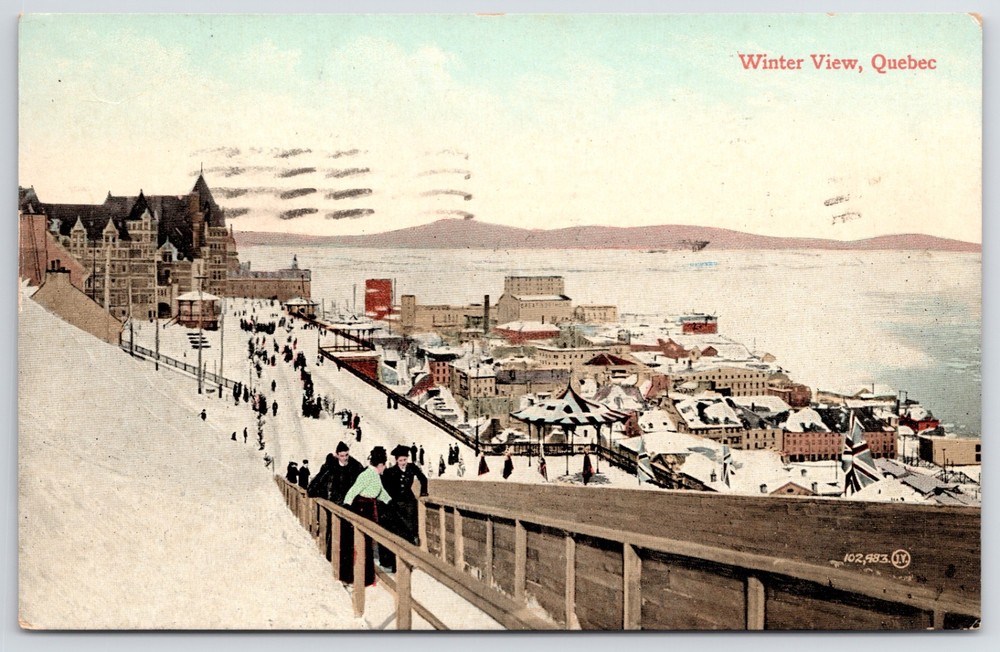 Canada Quebec City Dufferin Terrace c1908 Winter View Postcard