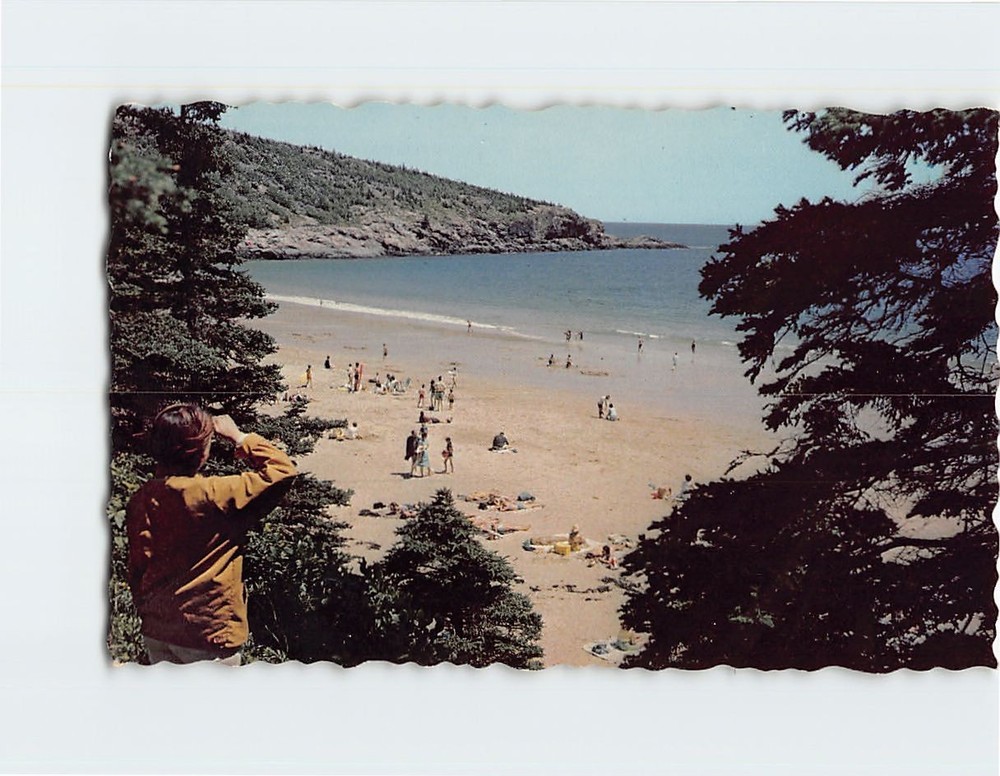 Postcard Sand Beach Acadia National Park Mt. Desert Island Maine USA-image