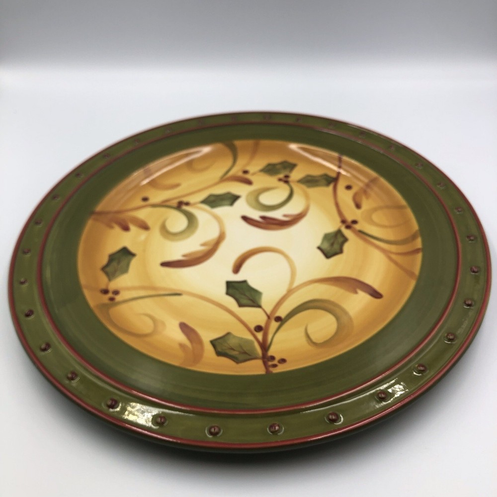 VINTAGE Demdaco Crimson Berries Green Gold Leaves Embossed Beads 13