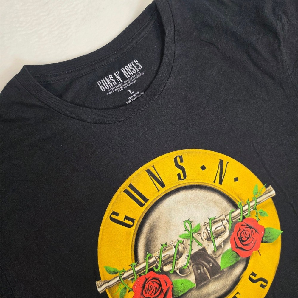 Guns N' Roses Graphic T-Shirt Mens Large Black Rock Band Logo Short Sleeve Tee