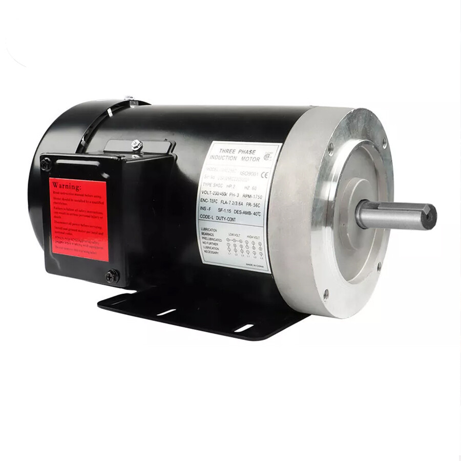 2 HP 3 Phase Electric Motor 1800 RPM 56C Frame TEFC 230/460V Premium Efficiency