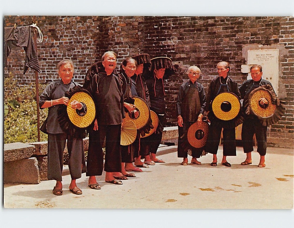 Postcard Village women outside Kathing Walled City Hong Kong China