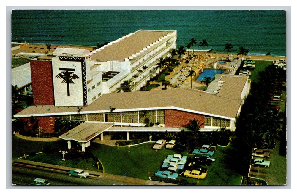 Miami Beach FL Thunderbird Resort Motel Aerial View Unposted Chrome Postcard