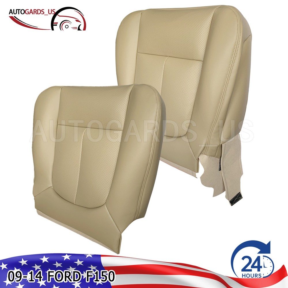 Both Side Bottom For 2009-14 Ford F150 Lariat PERFORATED Leather Seat Cover Tan