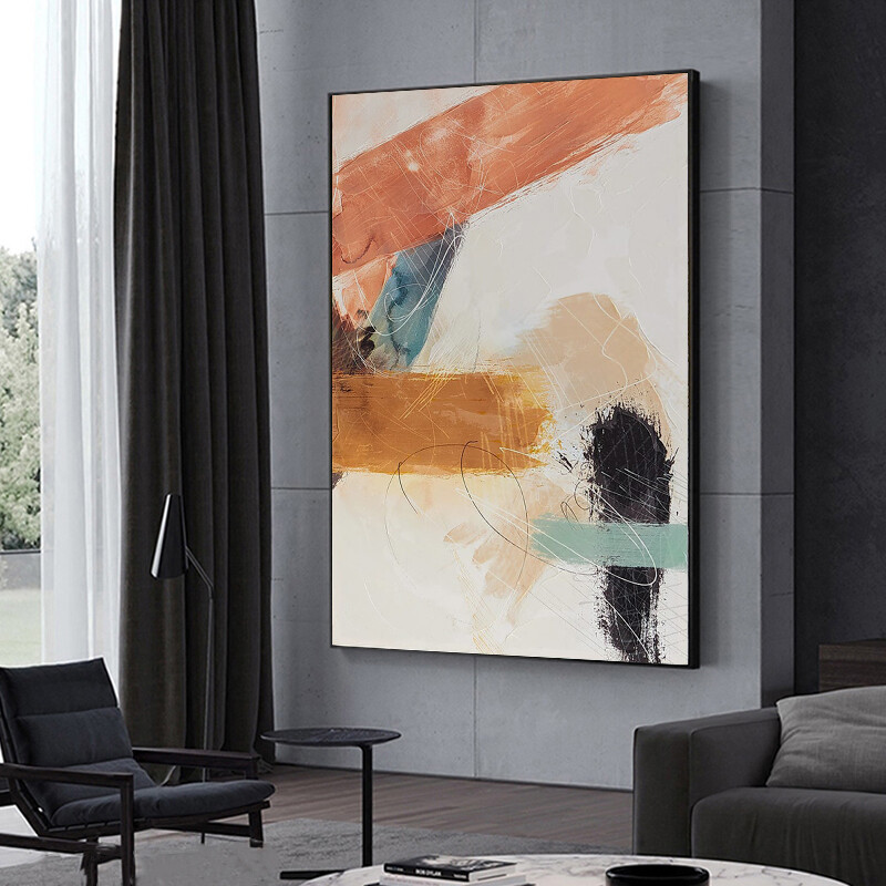 Handmade Abstract Oil Painting Modern Wall Art On Canvas Textured Restaurant