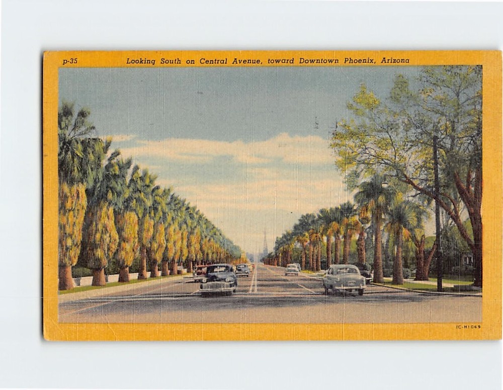 Postcard Looking South on Central Avenue Toward Downtown Phoenix Arizona USA