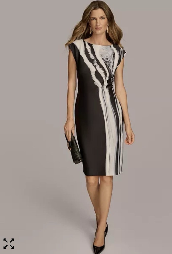 Donna Karan Black And White Midi Dress 6