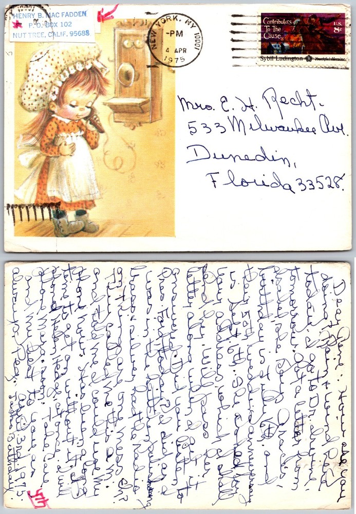 Continental Girl Telephone Postcard