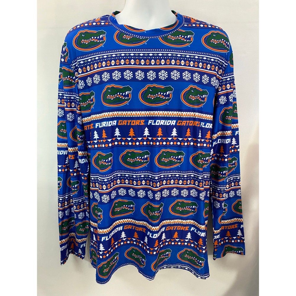 Florida Gators Ugly Christmas Sweater Long Sleeve Sleep Shirt Large Blue Team Spirit