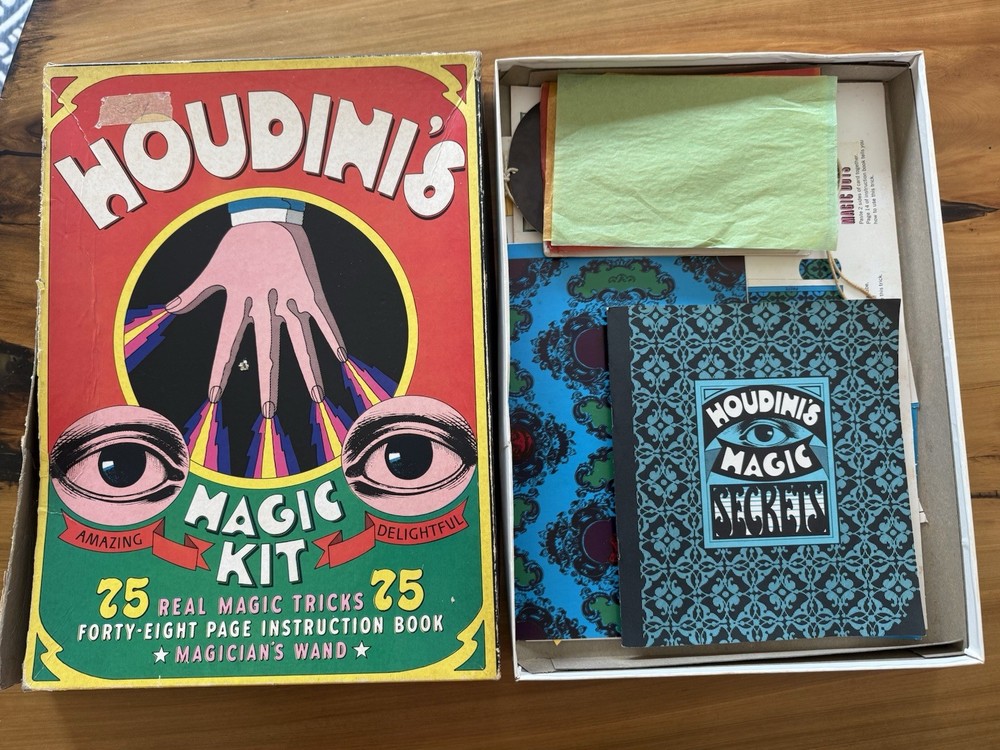 Vintage 1967 Houdini Magic Kit Platt & Munk with Secrets Book USA