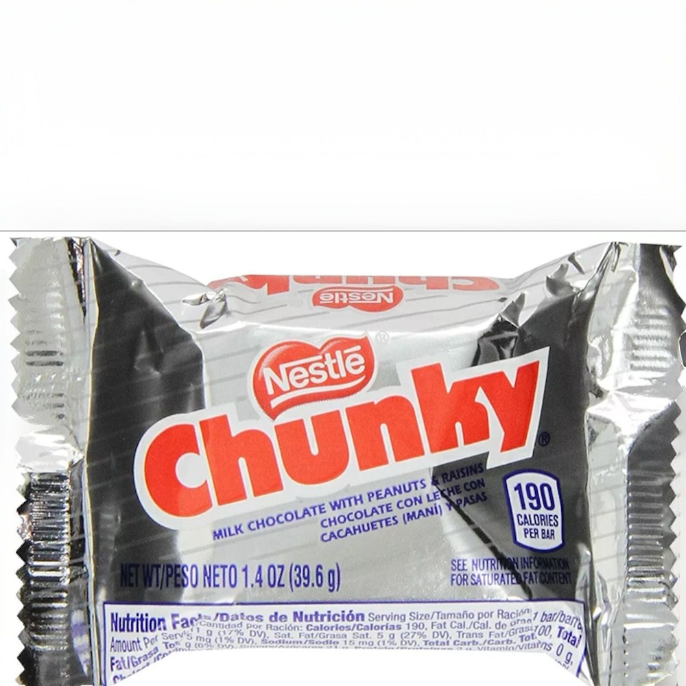 Chunky Candy Bar - Milk Choc Raisins Peanuts - 8 Count - Ship Daily