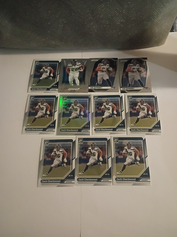 Zach Charbonnet Seattle Seahawks Card Lot Panini Prizm Deca & Optic 11 Card Lot