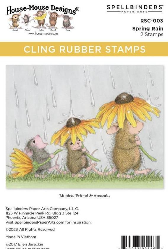 New Spellbinders Rubber Stamp set HOUSE MOUSE SPRING RAIN cling free USA ship