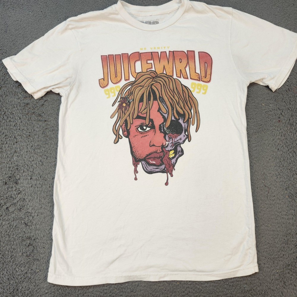 Juice WRLD Shirt Mens Medium White 999 No Vanity Graphic Tee T-Shirt Hip Hop