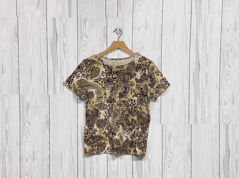 Rebecca Malone t shirt womens size small short sleeve round neck patterned