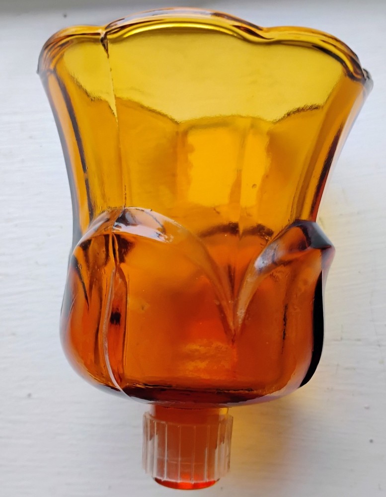 Vintage Amber Glass Votive Candle Holder Tulip Design Set Of 5