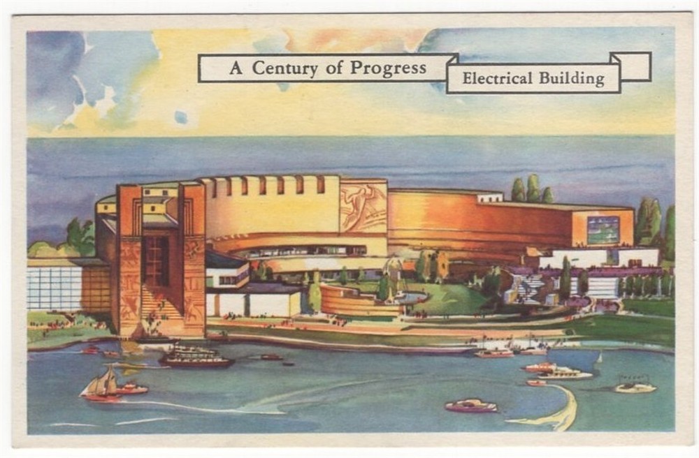 Chicago Worlds Fair Electrical Building 1934 Il Vintage Postcard Illinois