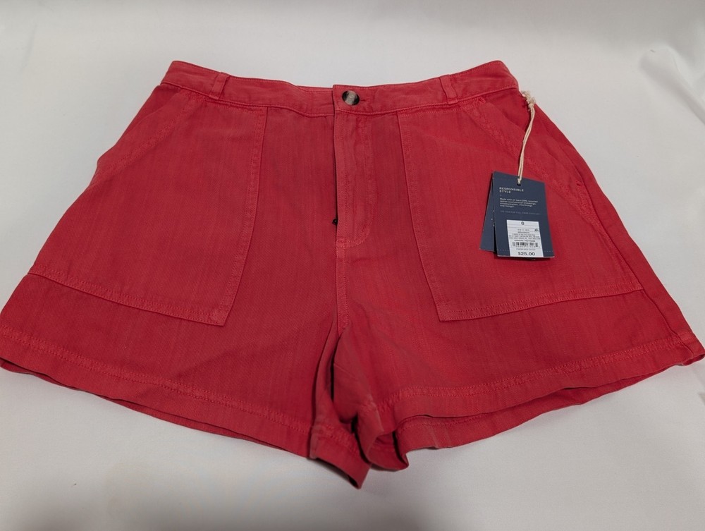 Women's High-Rise Utility Shorts - Universal Thread Red/Peach Size 6 Cotton NWT