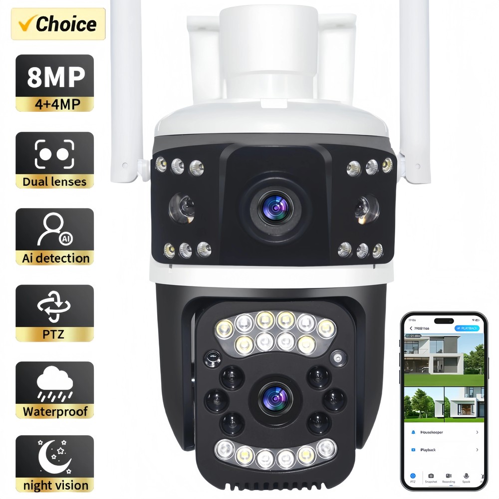 12MP Camara De Seguridad Inalambricas Para Exterior Con Vision Nocturna y Audio