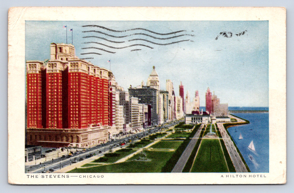Vintage Postcard The Stevens Chicago Hilton Hotel Illinois