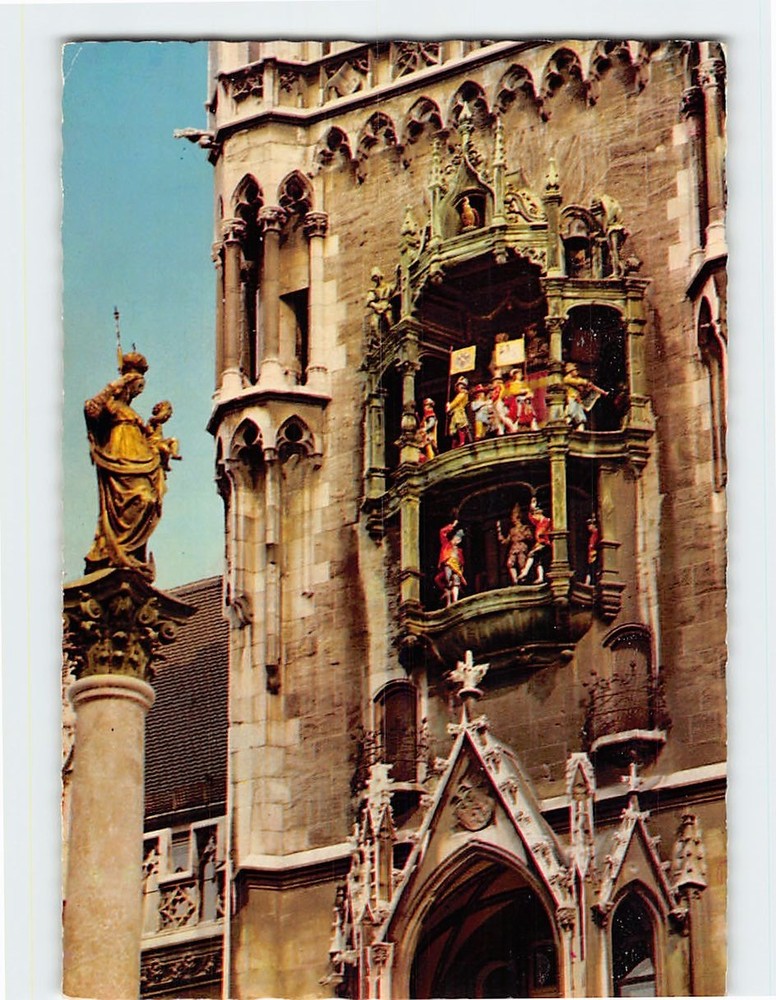 Postcard The carillon of the town hall tower Munich Germany