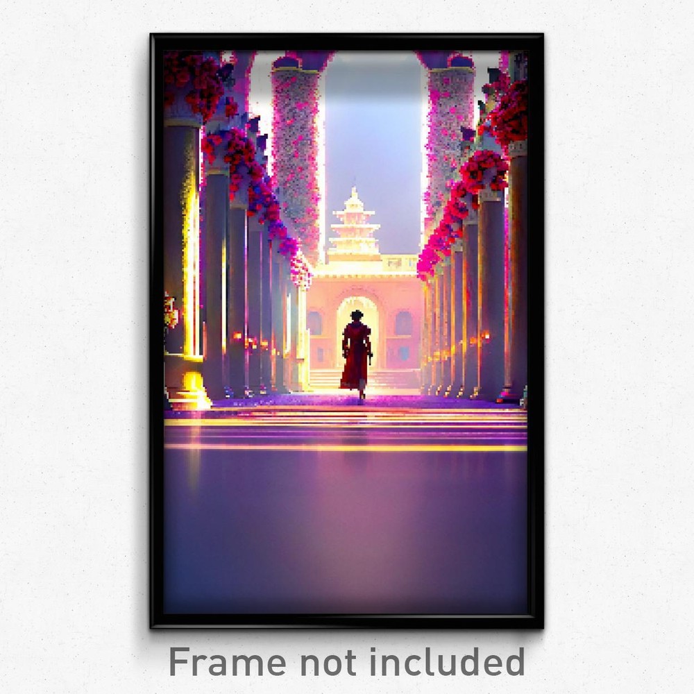 8-Bit Psychedelic Pixel Art Poster - Elaborate Territory Video Game Print