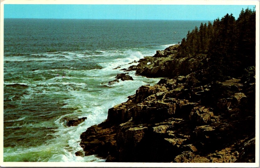 Postcard Northeast Storm Otter Cliff Acadia National Park Bar Harbor Maine  S477-image
