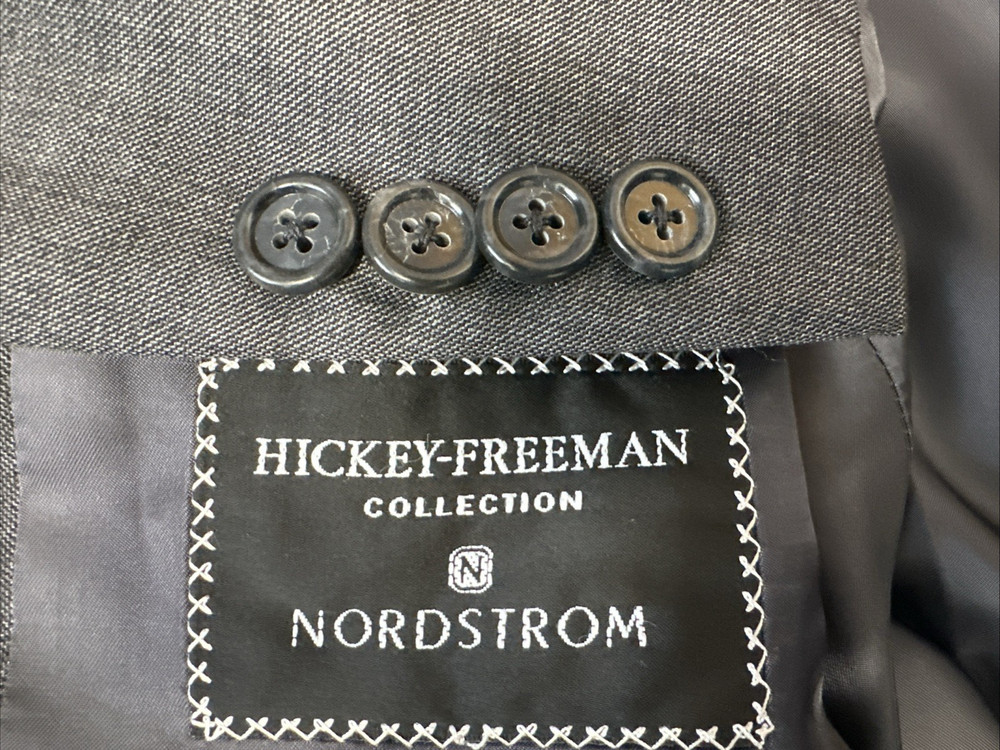 HICKEY FREEMAN Oakbrook  Gray  Suit Jacket 44L Wool Black Label Nordstrom Blazer