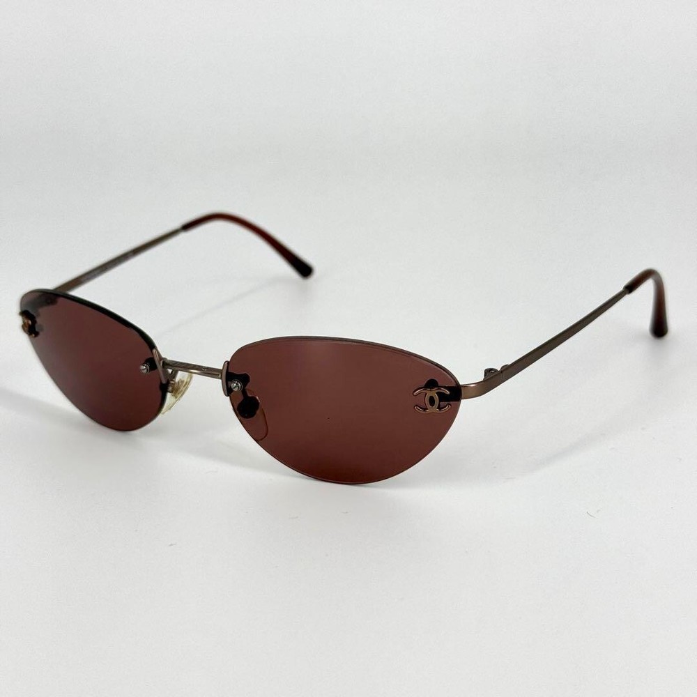 CHANEL 4003 Rimless Sunglasses Brown Gradient Lens Metal Frame with Coco Logo