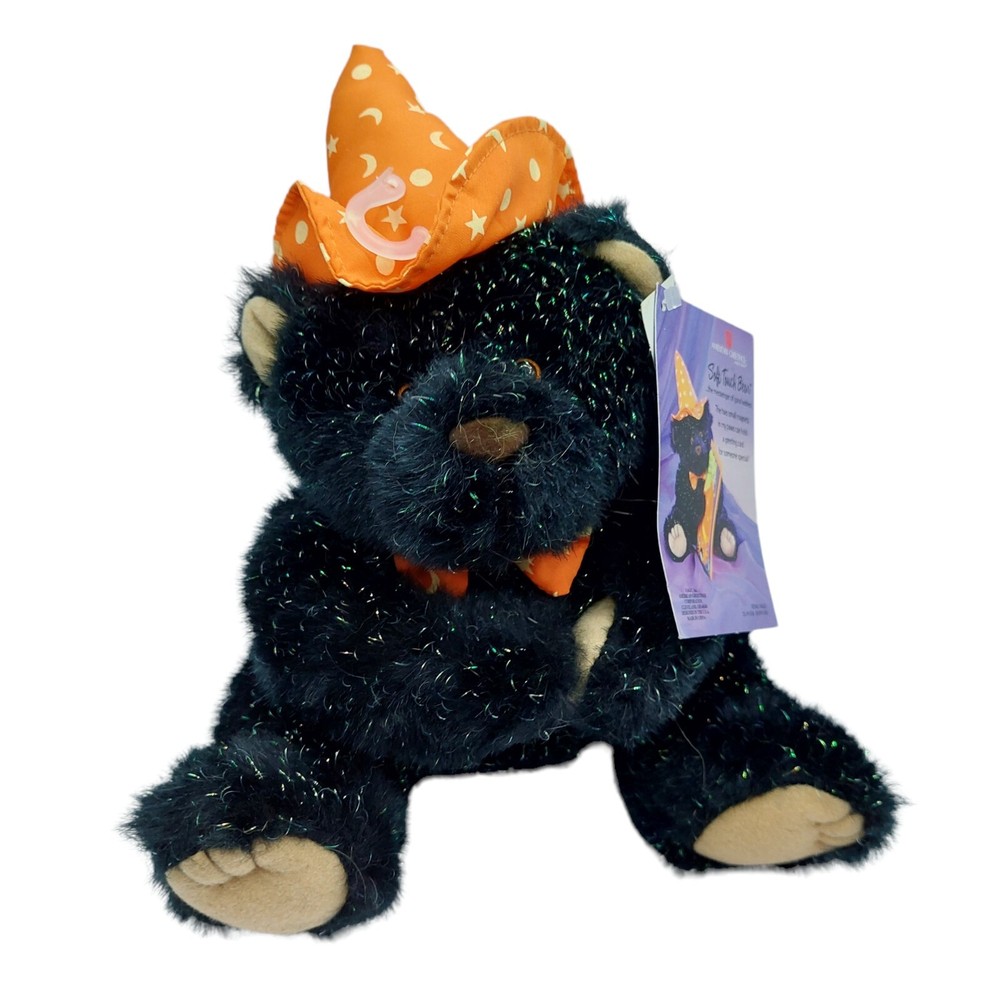 Soft Touch Black Bear Halloween Plush with Orange Hat 10