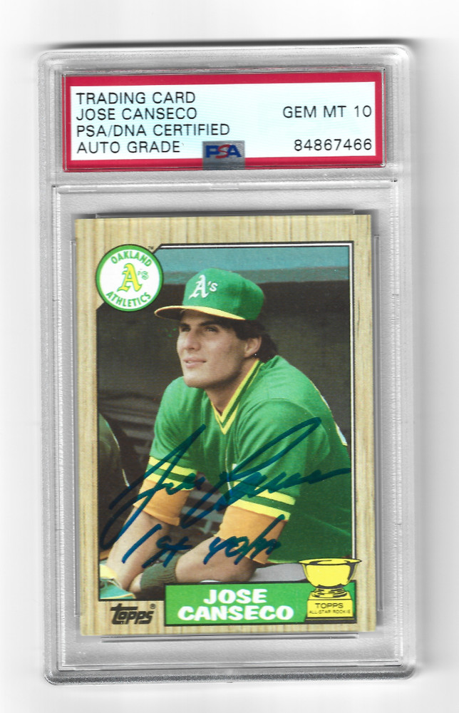 1987 Topps Jose Canseco #620 Gem Mint 10 Auto PSA/DNA Inscribed 