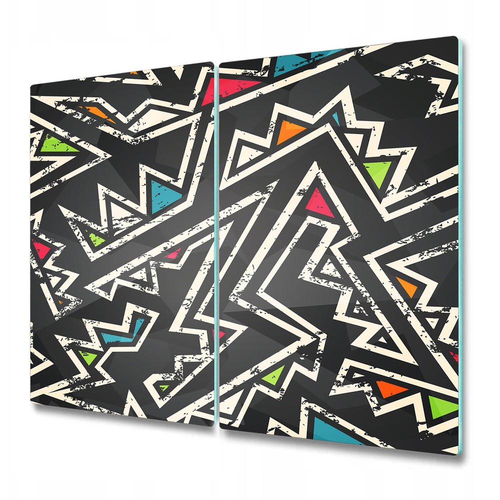 Glass Chopping Board Utensil Board Graffiti grey and blue photo 2x30x52