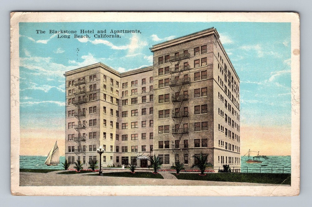 Long Beach CA-California Blackstone Hotel And Apartments Vintage Postcard Post