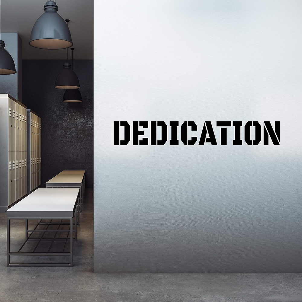 Extra Large Dedication Gym Wall Decal 7x48 Inches Bold Letters Home Decor