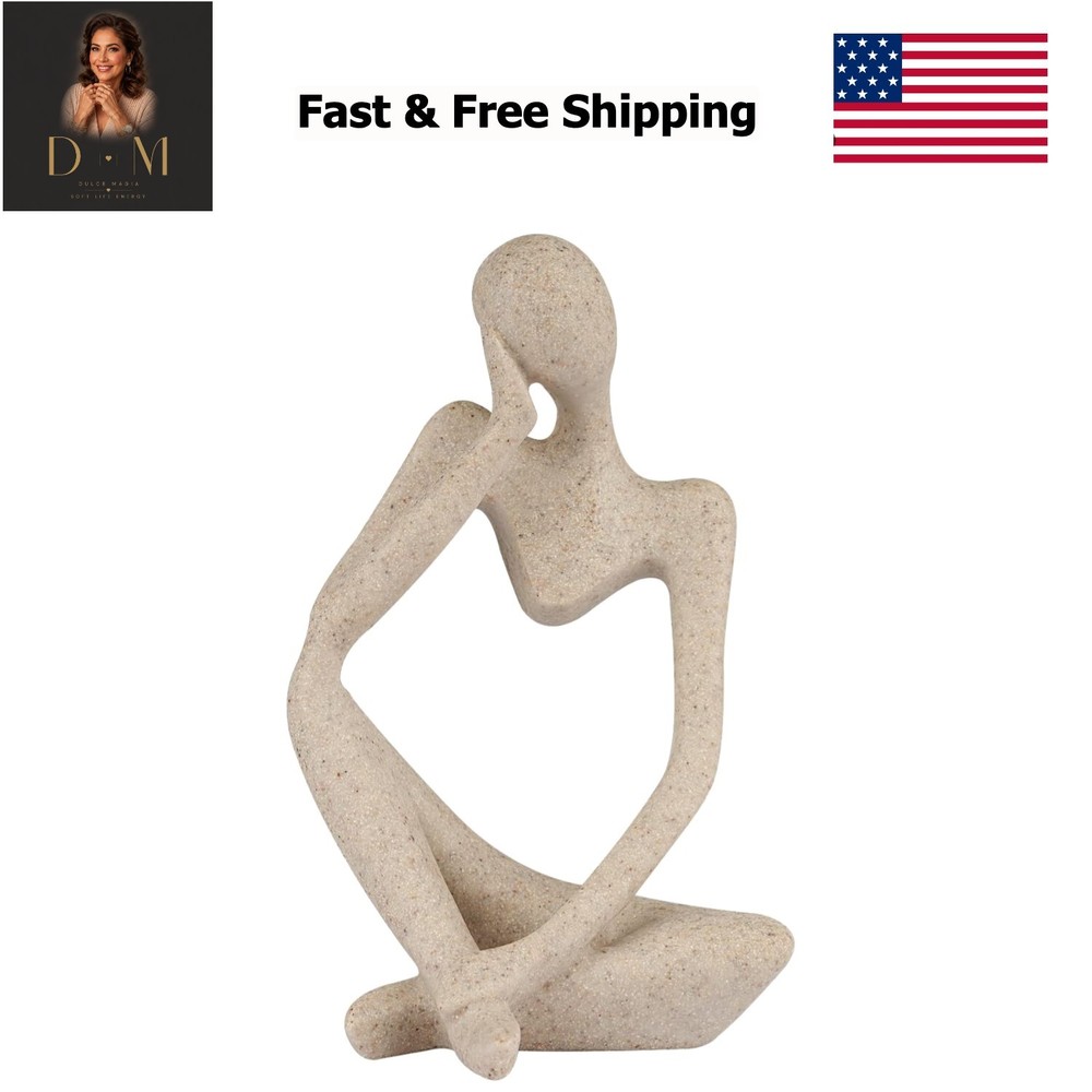 Sandstone Resin Thinker Style Abstract Sculpture Statue Collectible Figurines...