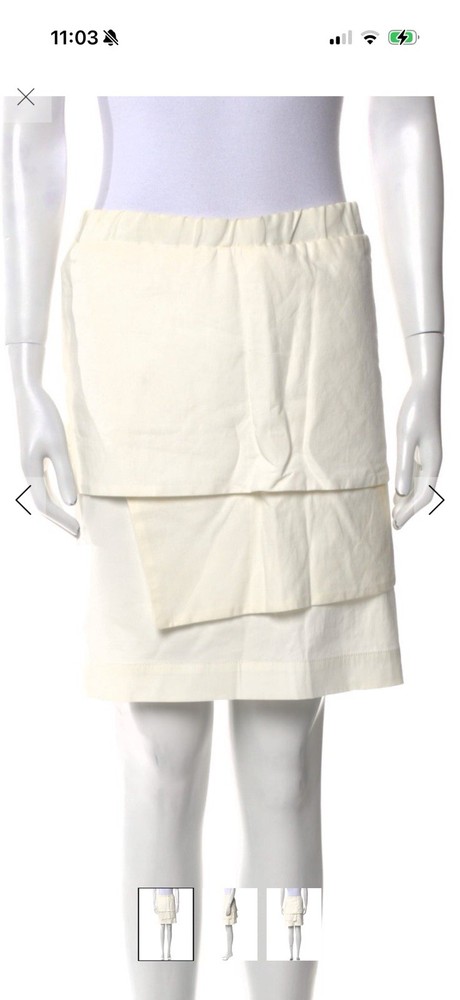 Brunello Cucinelli Beige Layered Cotton Knee Length A-Line Skirt M Women