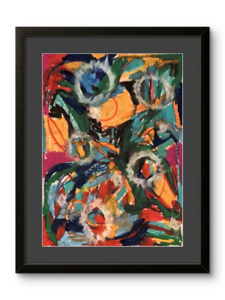 Original Expressionism Abstract Bright Cute Modern Pop Art 11x14 on Paper