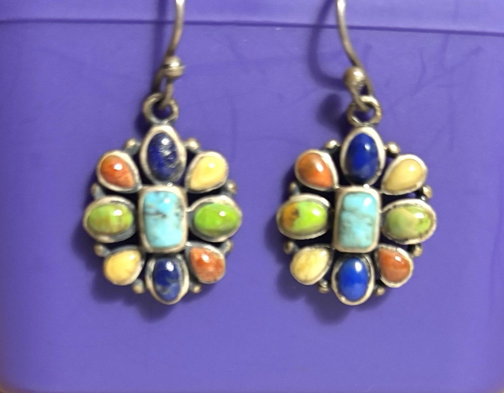 Vintage, Real Gem Stones Barse 925 Earrings