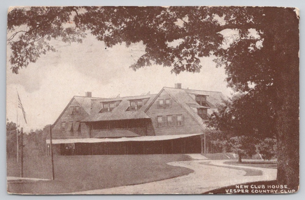 1908 Vesper Country Club NEW CLUB HOUSE Tyngsborough MA Postcard Merrimac River