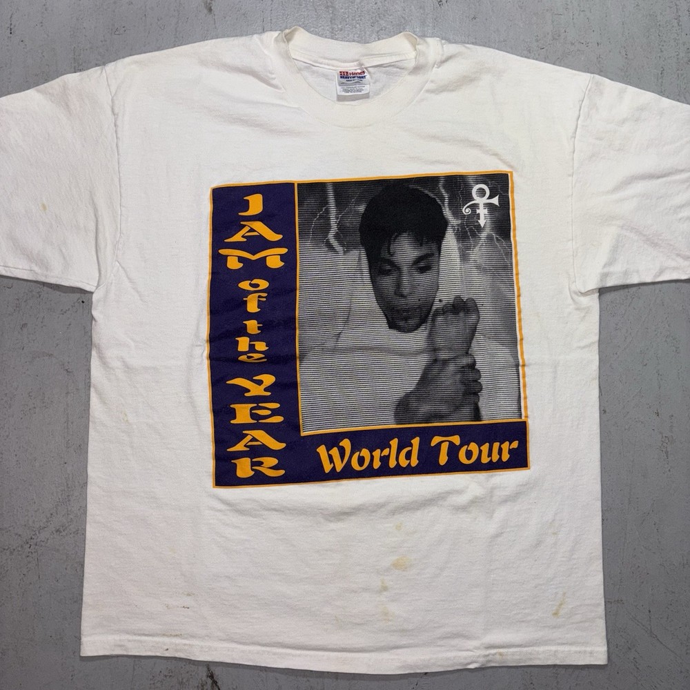 Stained Vintage Prince Jam Of The Year Love 4 One Another World Tour T Shirt XL