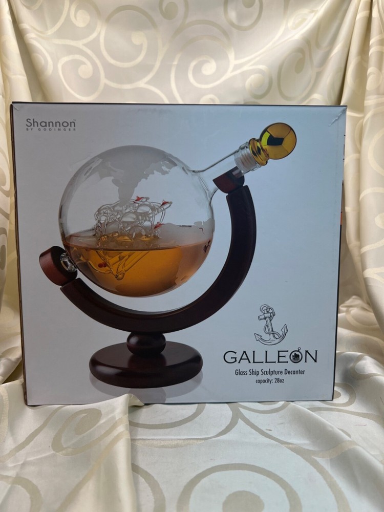 Galleon Whiskey Decanter - Glass Ship Sculpture Shannon By Godinger OPEN BOX