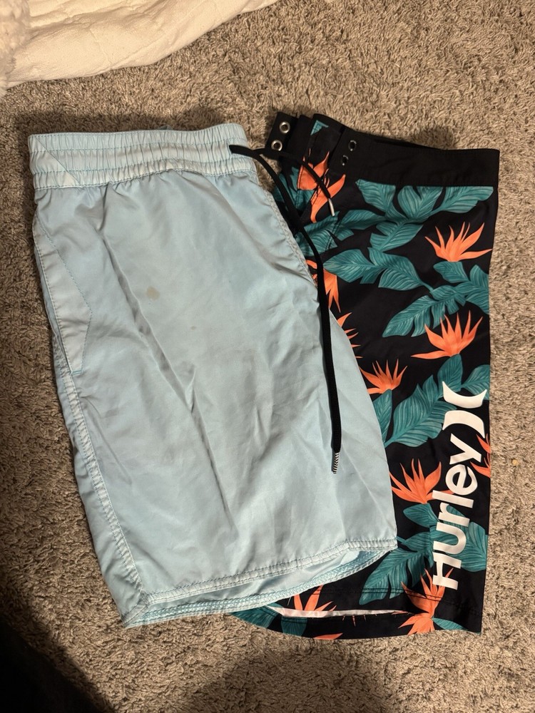 2 Men’s Swim Trunks Size M Hurley Volcom