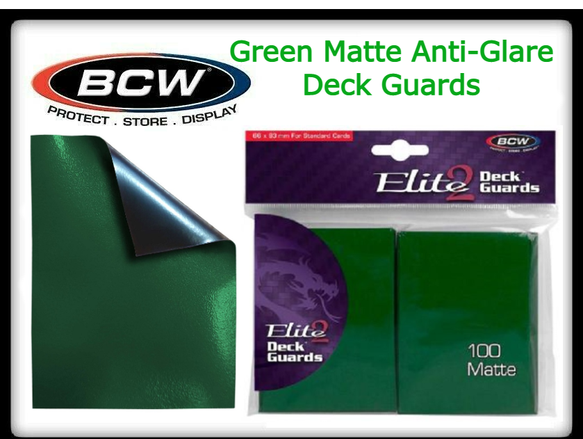 100 BCW Green Matte Anti-Glare Card Sleeves for Standard Deck Protection