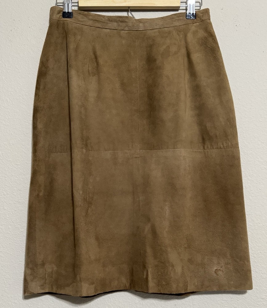 Ralph Lauren Blue Label Women’s Leather Suede Brown Skirt Small Cowgirl Western